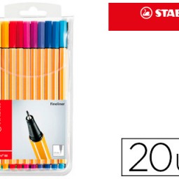 20 rotuladores Stabilo Point 88 tinta colores surtidos
